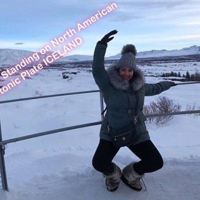 Becki performing a perfect Plié on a North American Tectonic Plate in Iceland!